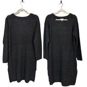 iknit sweater dress black 1X button sides classic minimalist office warm dressy